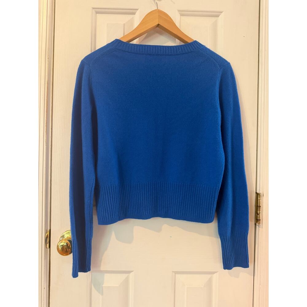 J.Crew Cashmere Blue Cropped Crewneck Sweater Size Small SU23 Style BG654 - Picture 3 of 8